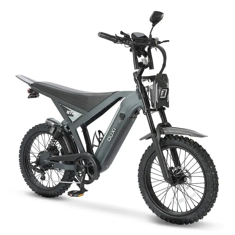 OUXI GT-20 PRO – Dunkelgrau kaufen? – Reichweite bis zu 65 km, Hydraulische Scheibenbremsen, Schiebehilfe, LCD-Display mit NFC, Shimano 7-Gang-Schaltung, 20x4.0-Fatbike-Reifen – Gofatbike